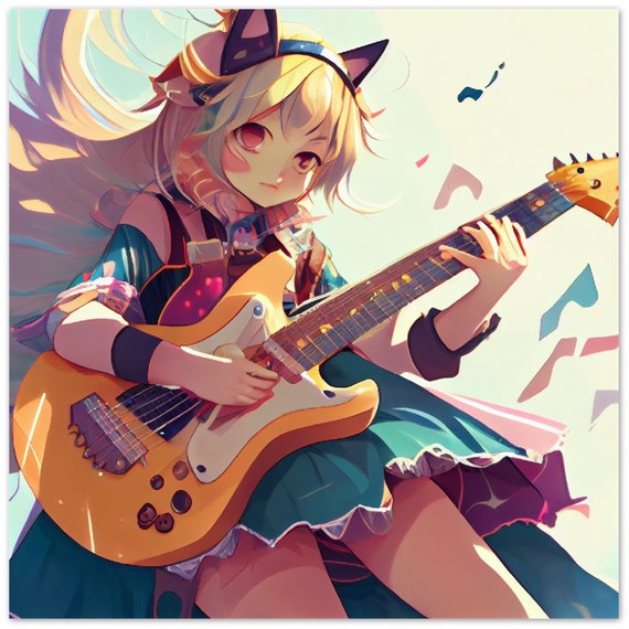 Anime girl with guitar deals