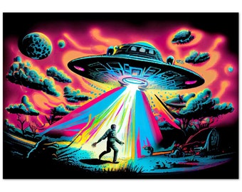 Trippy Alien Poster 33x46 Psychedelic Art Hallucinogenic AI Art Trippy Wall Art Surreal Art