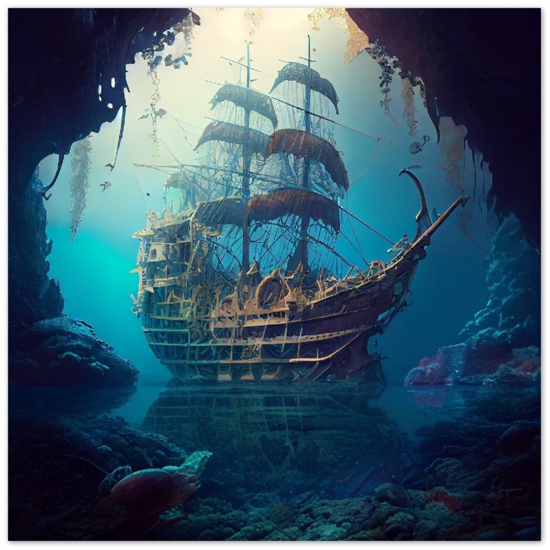 Sunken Pirate Ship V2 Aluminum Wall Art - Etsy