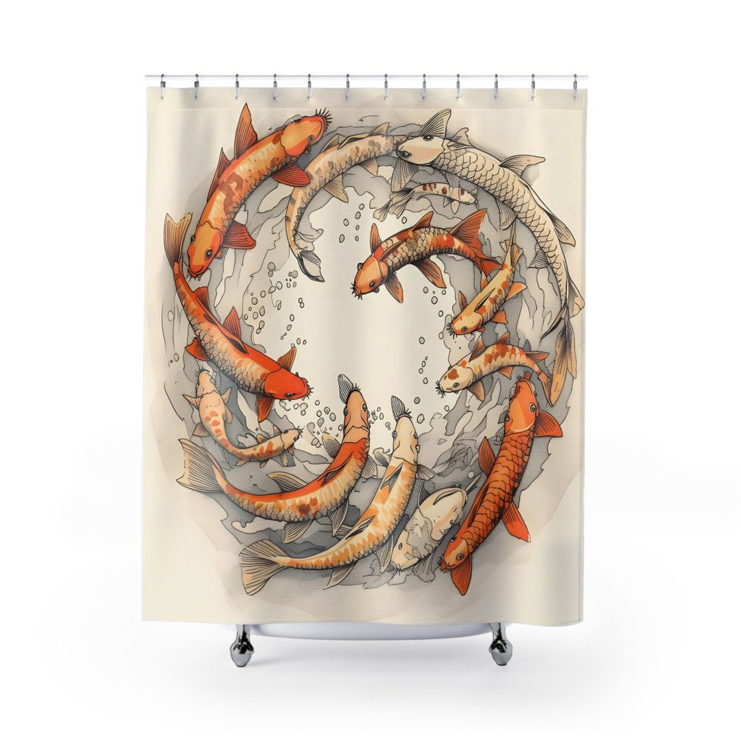 Koi Fish Shower Curtain Koi Shower Curtain Etsy