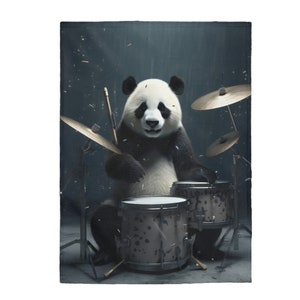 Panda Playing Drums Blanket Panda Blanket