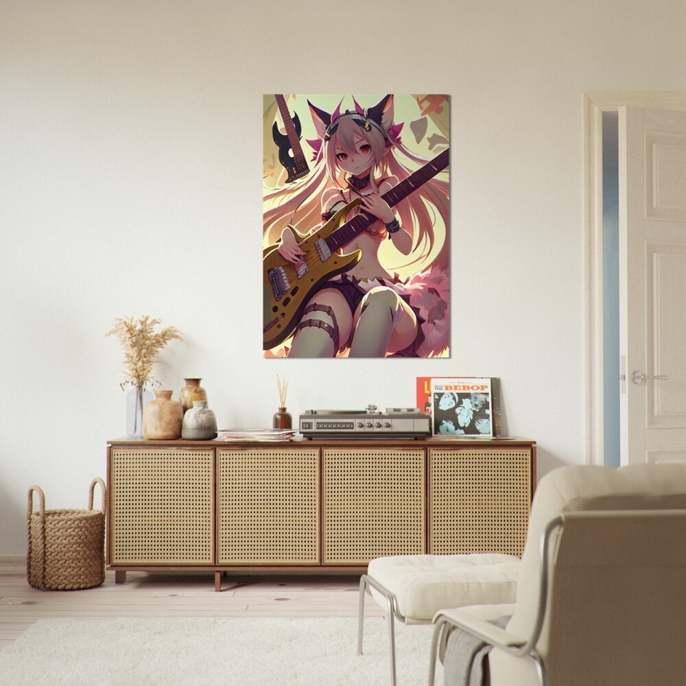 Anime Cat Girl Playing Guitar Poster 46x33 Anime Wall Art V3 -  Canada