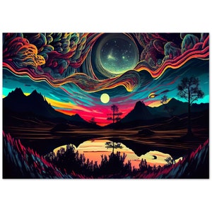 Trippy Landscape Poster 46x33 Trippy Wall Art V2