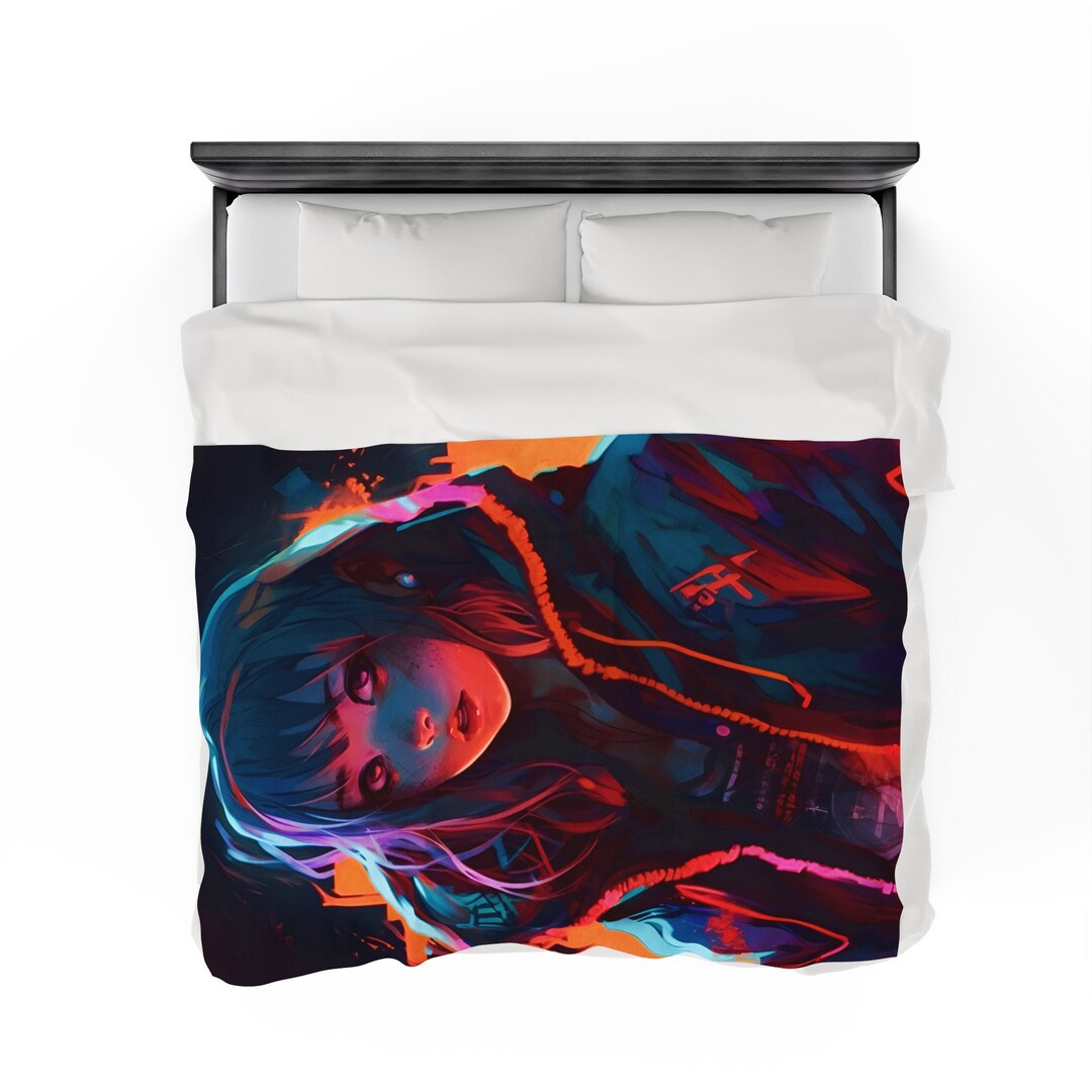 Cyberpunk Anime Girl Blanket Anime Blanket Etsy