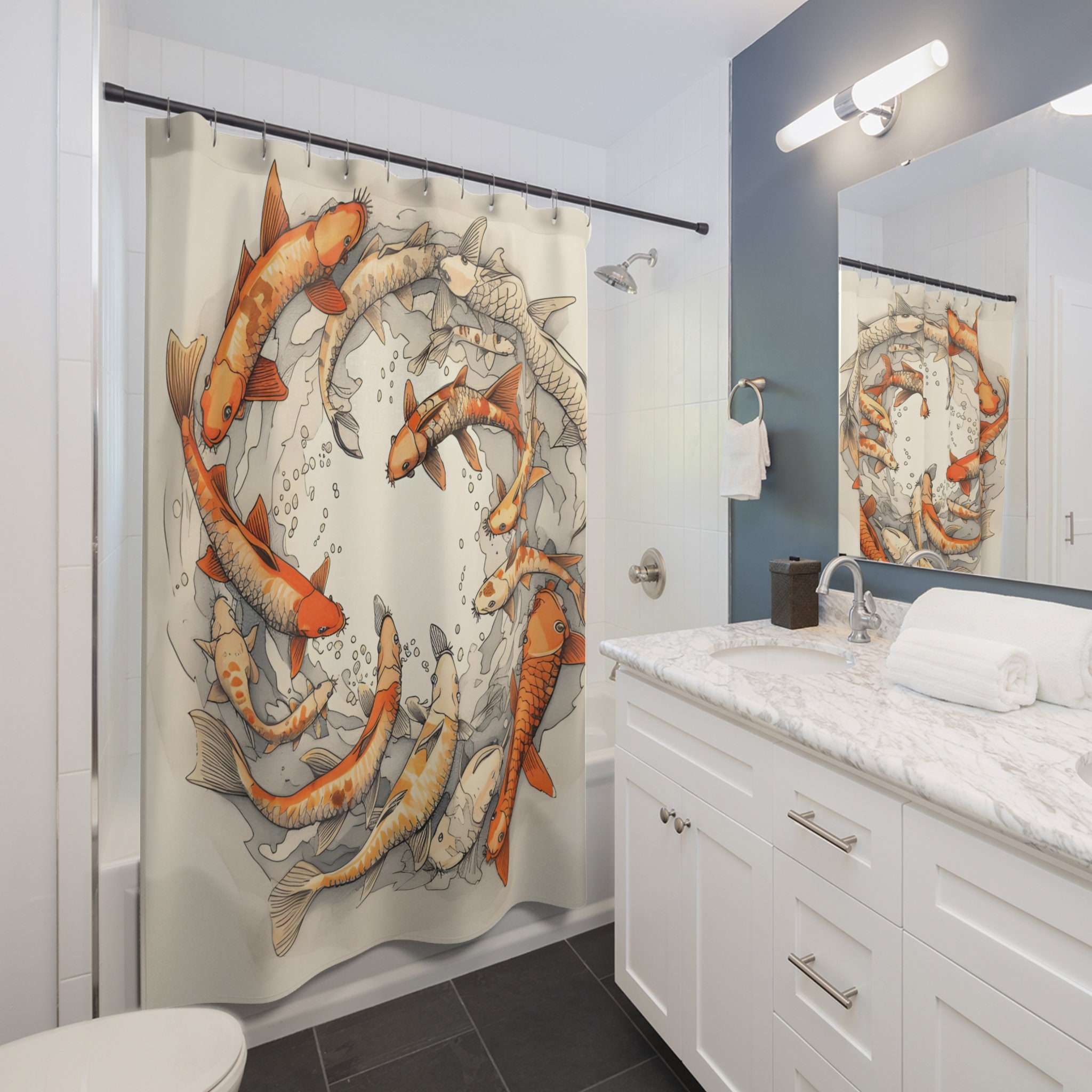 Koi Fish Shower Curtain Koi Shower Curtain Etsy
