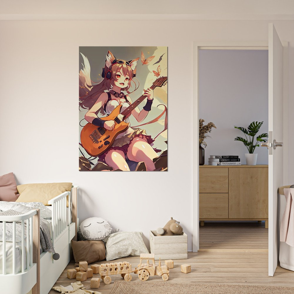 Anime Cat Girl Playing Guitar Poster 46x33 Anime Wall Art V3 -  Canada