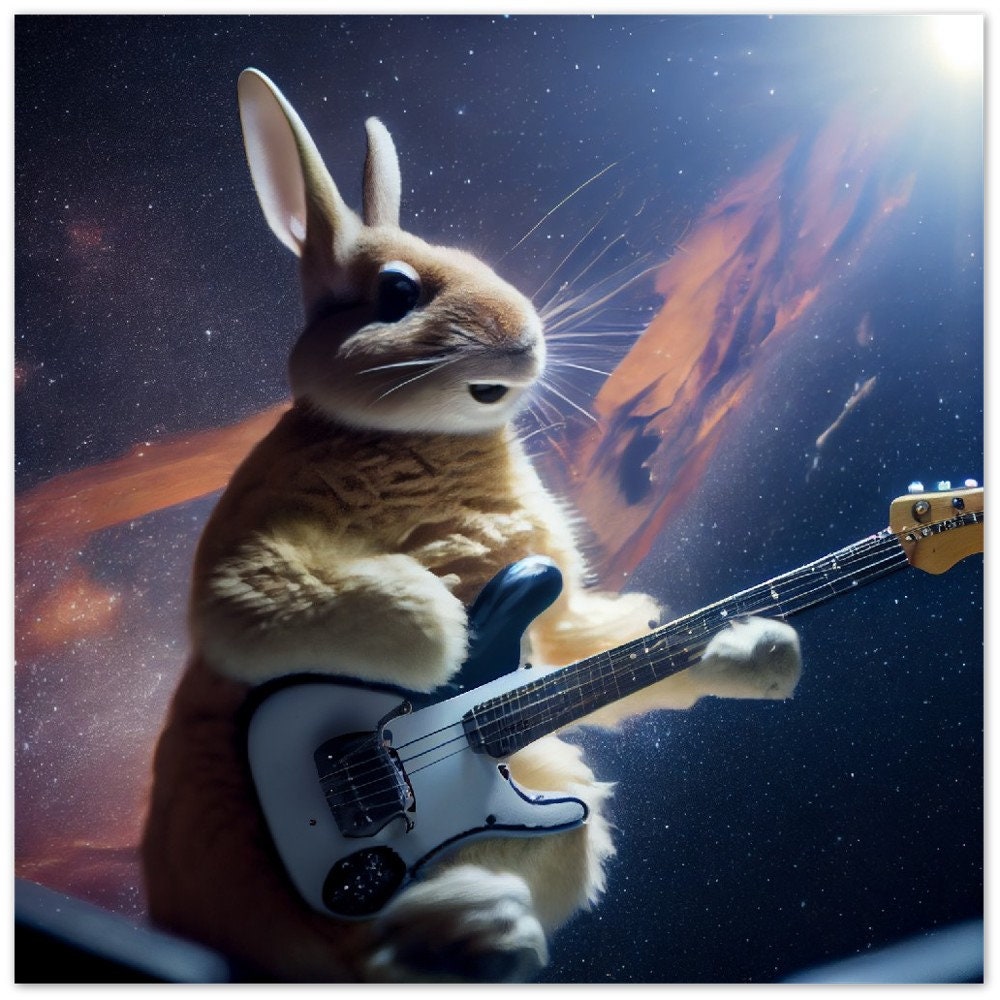 Rabbit Plays Guitar Etsy Australia