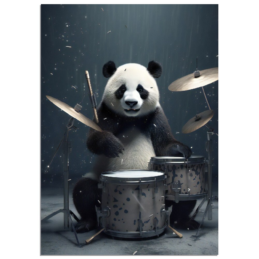 Panda Playing Drums Poster 33x46 Large Poster Household Decor Etsy