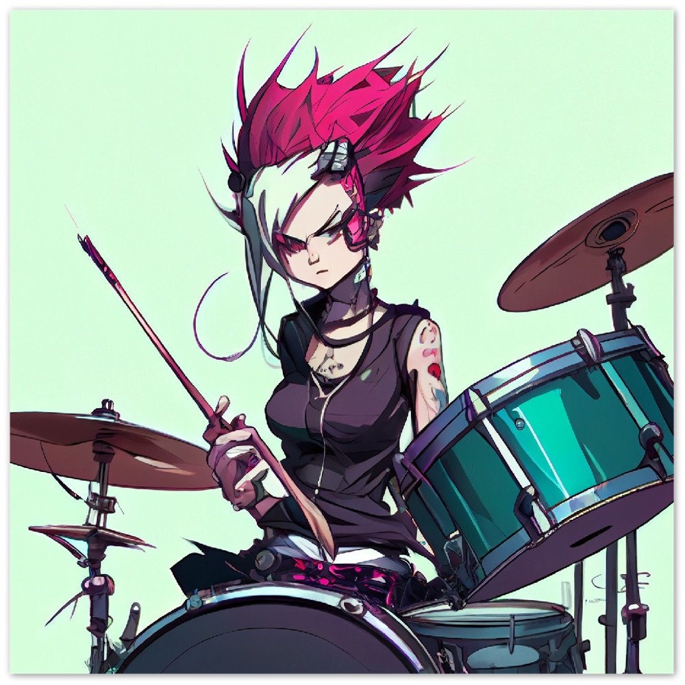 Anime Cartoon Character Drummer Decorative Element PNG Images | PSD Free  Download - Pikbest