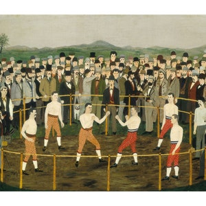 Vintage Boxing Painting, Antique Sports Print, Eclectic Printable Art