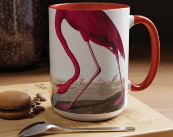 Audubon Flamingo Mug: Vintage Bird Illustration, Retro Kitchen Decor