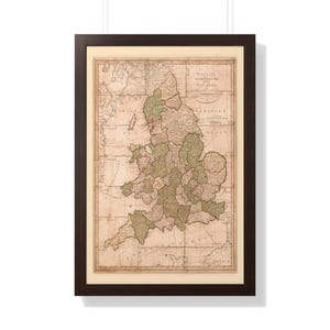 Framed 1798 England & Wales Road Map | John Wallis Vintage Print | Historic British Map Art