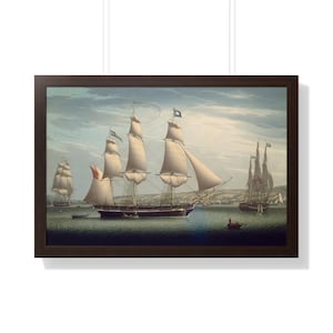 Framed Maritime Print: 19th Century Sailing Ship off Scotland Coast