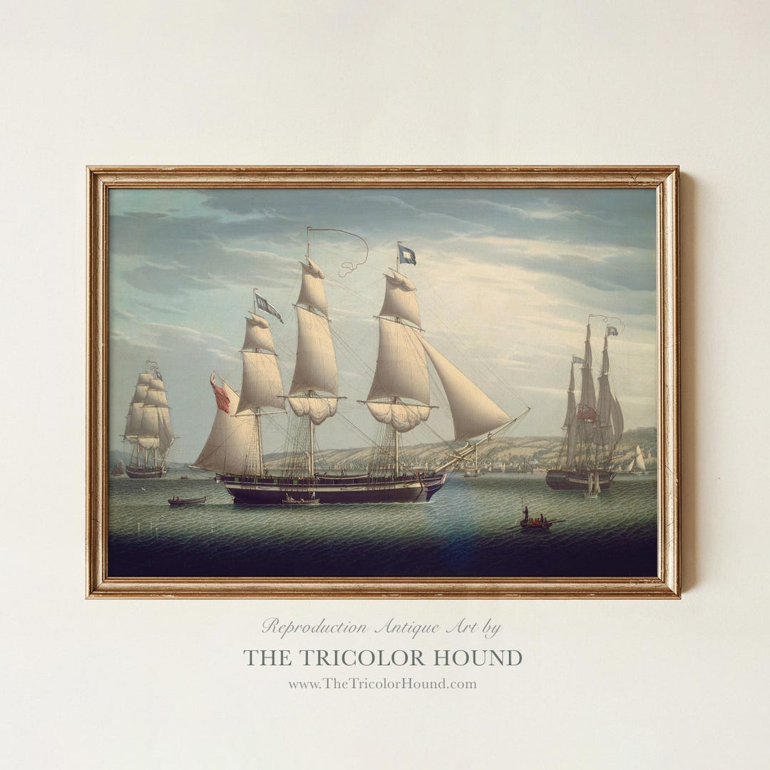 Antique Sailing Ship Print | 19th Century Maritime Art (framed, Print ...