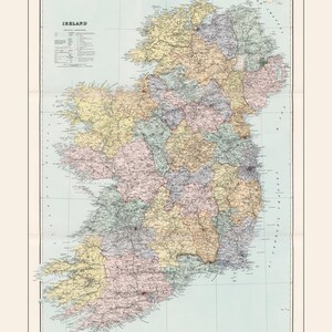 1904 Karte von Irland Digitaler Download | Vintage irische Kartenkunst | Historisches Wohn Dekor | Eclectic Home Wandkunst | Druckbares irisches Dekor