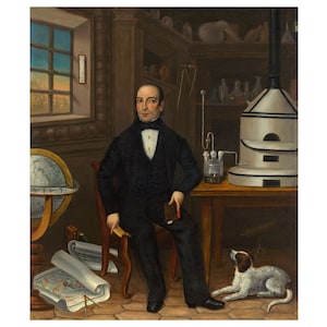 Antique Man of Science Portrait: 19th Century Oil Painting (Digital Download)