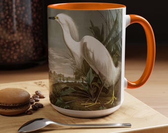 Snowy Heron Coffee Mug: John Audubon Bird Art Tea Cup
