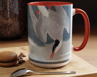 Audubon Arctic Tern Mug: Large Ceramic Coffee Cup, Wildlife Art