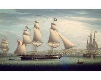 19th-Century Maritime Seascape | Vintage Ship at Sea Art Print | Nautical Digital Download