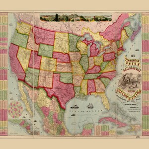 Vintage 1872 Railroad Map Digital Download | U.S. Map Art | Victorian Wall Decor | Unique Transportation Art