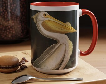 Audubon White Pelican Mug: Coastal Bird Art Coffee Cup