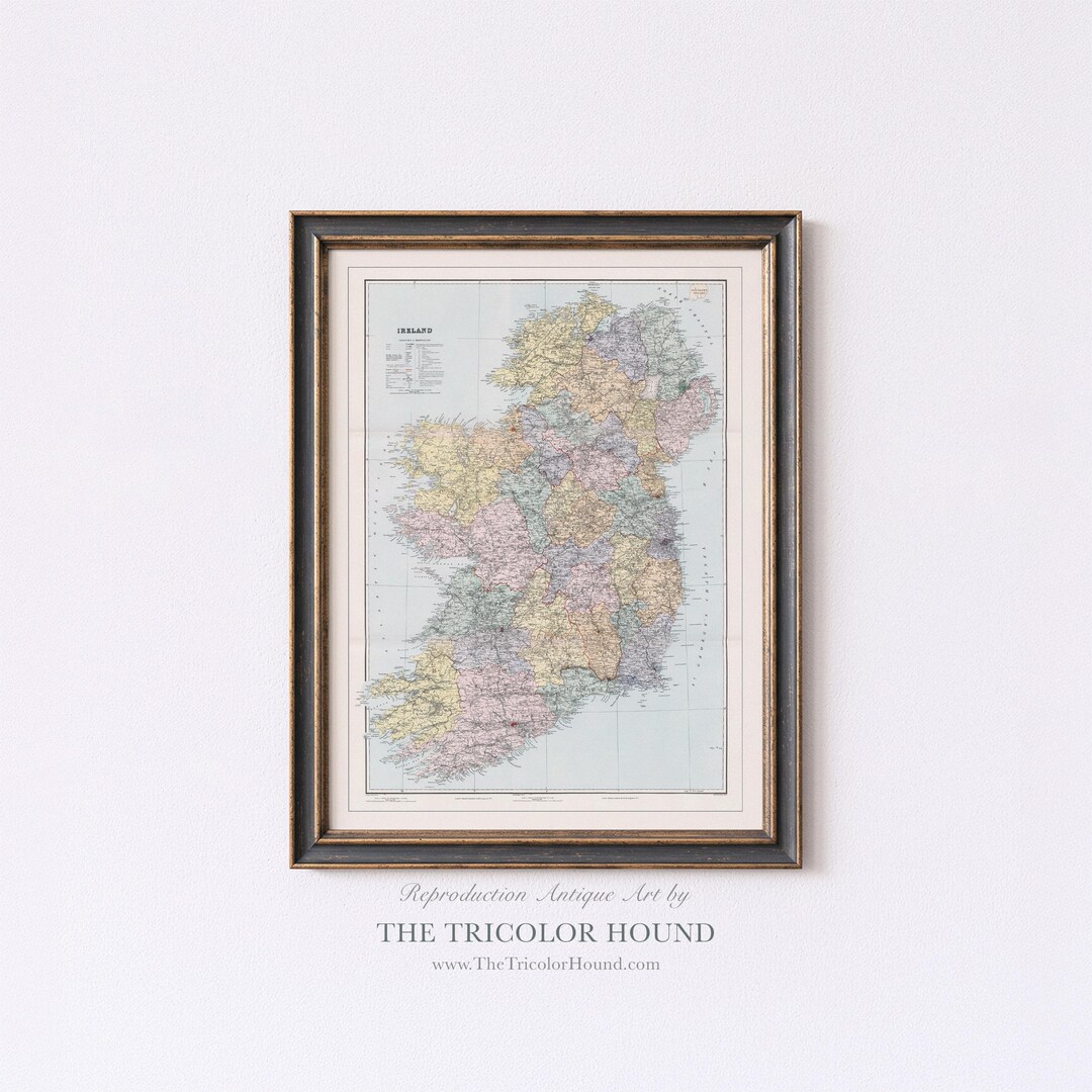 Rustic Irish Map Antique Map of Ireland | Ireland Wall Art Print | Irish History Decor ...