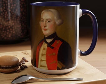 Georgian Military Officer Portrait Coffee Mug: Historic Tea Cup
