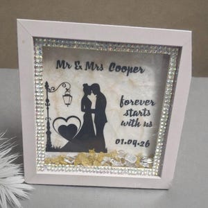 Personalized Wedding Shadow Box, Handmade Resin Frame, Anniversary Keepsake