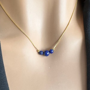 AAA Natural Lapis Lazuli Beaded Necklace, Danity Lapis Lazuli Pendant, Lapis Lazuli Choker, September Birthstone, Gift for Her, HandmadeRL38