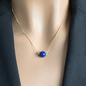 AAA Natural Lapis Lazuli Necklace, Lapis Lazuli Pendant, Lapis Lazuli Choker, September Birthstone, Dainty Necklace, Handmade RL38
