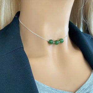 Silver Jade Necklace, Geniune Nephrite Jade Beaded Necklace, Grade A Jade, Beaded Jade Necklace, Real Jade Necklace RL13