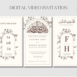 Nikkah-Einladung, einfache islamische Hochzeitseinladung, minimalistische muslimische Einladung für Shaadi, Walima, Katb Kitab.