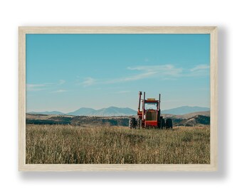 Montana Photography | Vintage Tractor | Digital Download | Western Wall Art | Mountain | Montana Wall Art