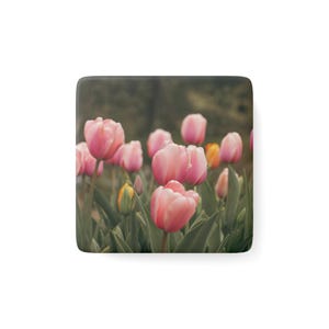 Porcelain Magnet, Square - Tulip Magnet, Floral Fridge Magnet, Kitchen Decor, Gift for Gardener, Spring Decor, Refrigerator Decoration