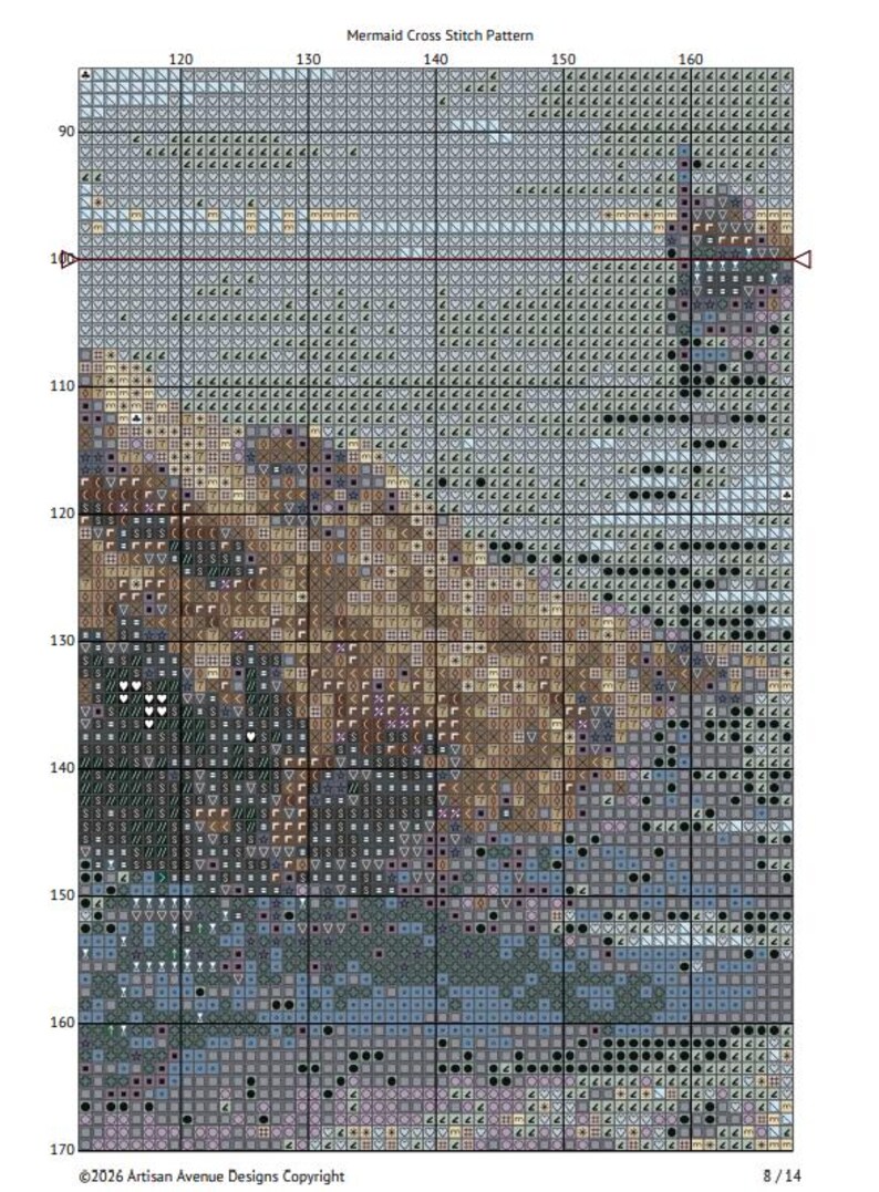 Mermaid Cross Stitch Pattern PDF, Underwater Fantasy Embroidery, Modern ...