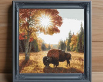 Bison Cross Stitch Pattern, Buffalo Embroidery Design (PDF)