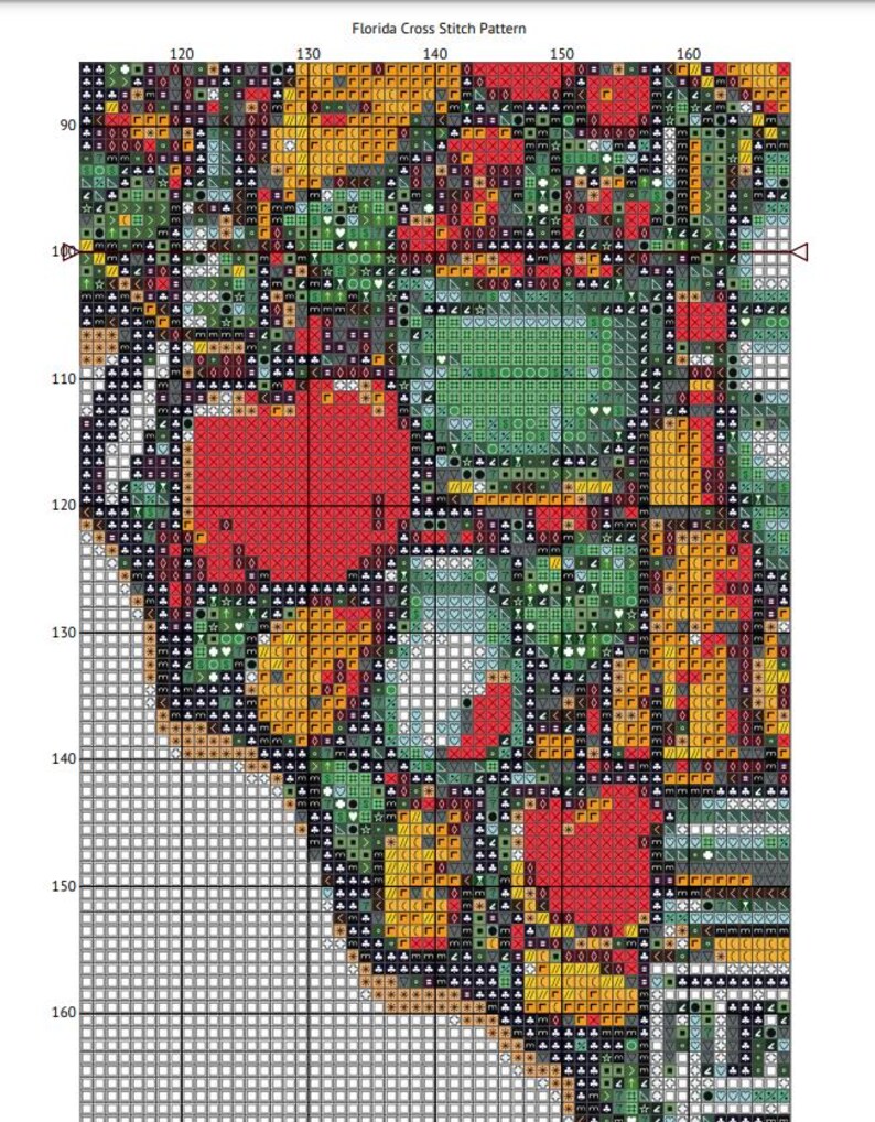 Florida Map Cross Stitch Pattern, Tropical Home Decor (PDF Download ...