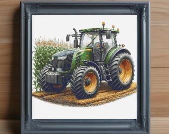 Tractor Cross Stitch Pattern PDF, Instant Digital PDF Download, Farm Cross Stitch Design, Farm Tractor Cross Stitch, Rural Craft PDF Pattern