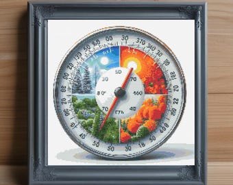 Yearly Temperature Cross Stitch Pattern, Weather Embroidery Design (PDF)