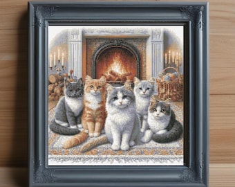 Funny Cat Cross Stitch Pattern: Mischievous Feline Embroidery (PDF Digital Download)