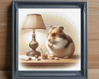 Hamster Cross Stitch Pattern, Pet Embroidery Design (PDF Download)