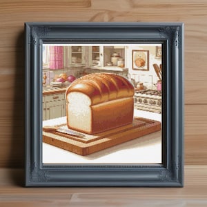 Bread Cross Stitch Pattern PDF, Bakery Food Needlepoint Design, Rustic Kitchen Embroidery, Bread Loaf Culinary Decor, Instant PDF Download