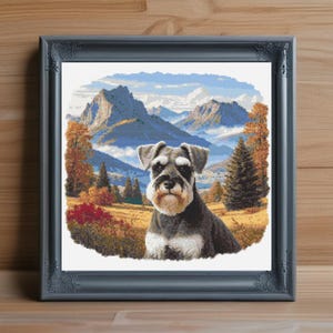 Schnauzer Cross Stitch Pattern PDF, Schnauzer Embroidery Chart, Dog Breed Needlepoint Design, Pet Lover Gift, Counted Cross Stitch Art PDF