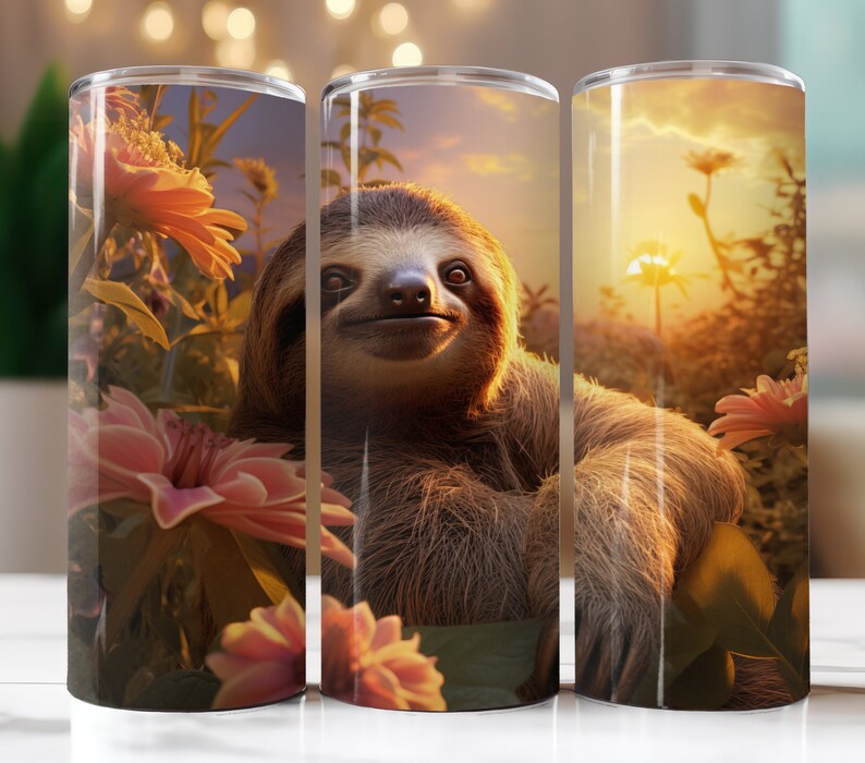 Sloth Tumbler Wrap, 20 Oz Skinny Tumbler Sublimation Design (digital ...