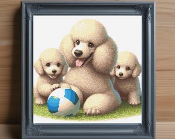 Poodle Cross Stitch Pattern: Dog Embroidery Design (PDF Download)