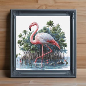 Flamingo Cross Stitch Pattern PDF, Tropical Bird Cross Stitch, Flamingo Embroidery Pattern, Modern Cross Stitch Design, Instant Download PDF