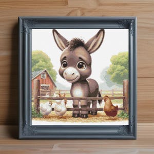 Donkey Cross Stitch Pattern PDF, Farm Animal Counted Cross Stitch Chart, Cute Donkey Embroidery Design, Instant Download, Country Home Decor