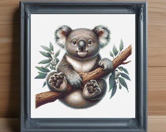 Koala Cross Stitch Pattern, Beginner Embroidery (PDF Download)