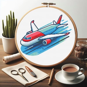 Airplane Cross Stitch Pattern PDF, Instant Digital PDF Download for Airplane Cross Stitch Project, Aviation Cross Stitch Pattern Download