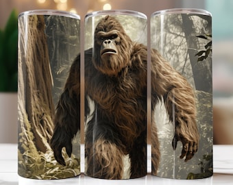 Bigfoot Tumbler Wrap PNG, Seamless Sasquatch Design (Digital Download)